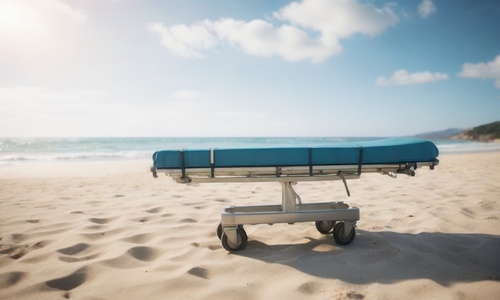 Туриста уносили на носилках с пляжа под удивленные взгляды отдыхающих