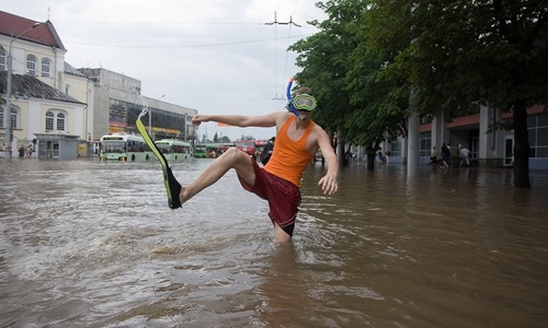 Ливень затопил улицы Ялты